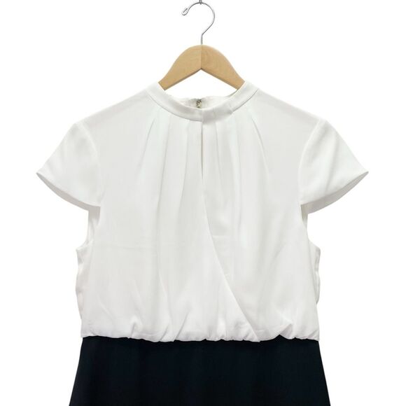 Ted Baker London Daylla Dress Size 3 US 8 Black Ivory Two Tone Mock Neck Pencil - Picture 5 of 14